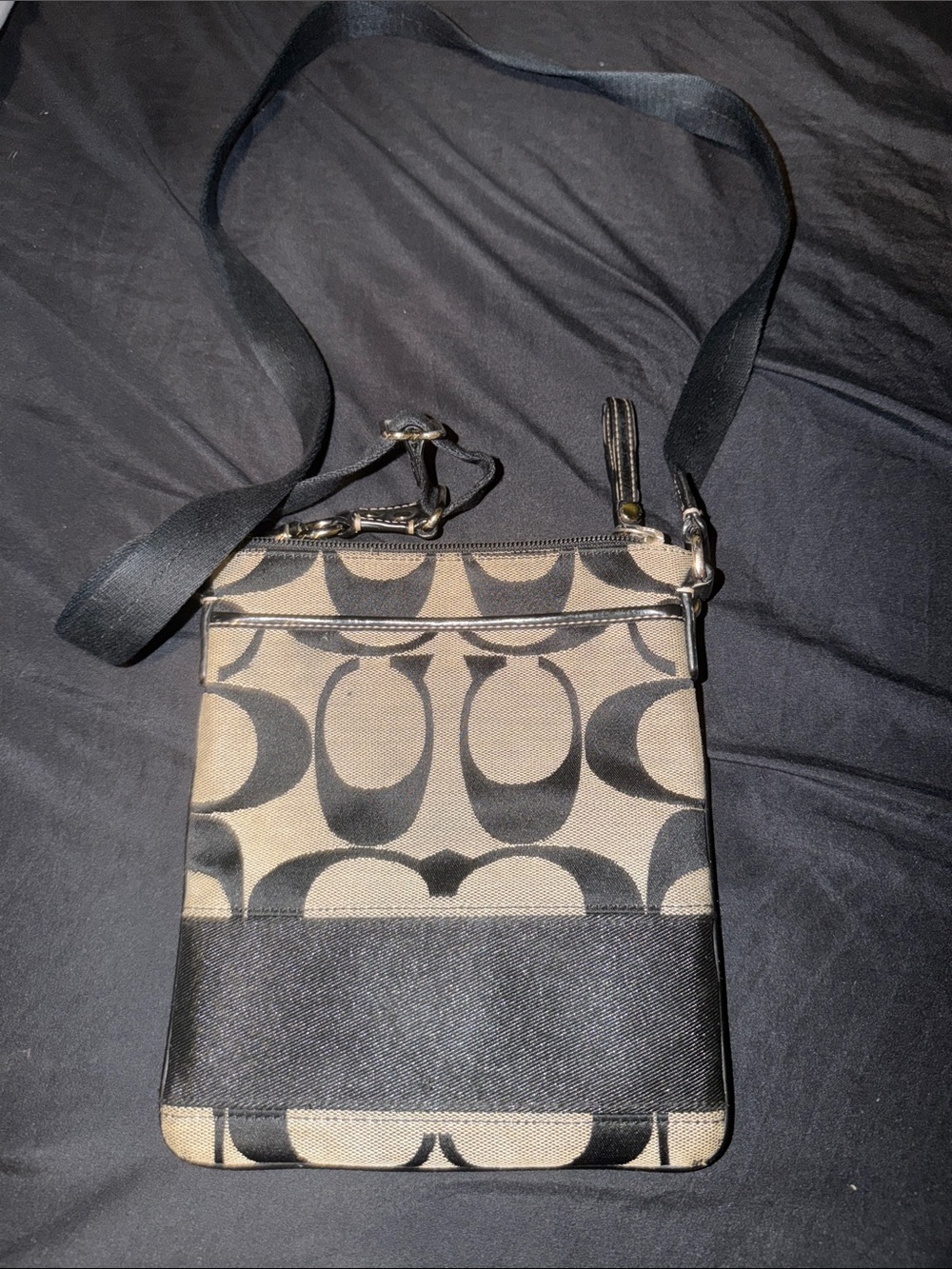 Coach Men’s Signature Canvas Messenger in Tan and Black